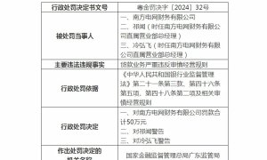 南方电网财务有限公司被罚50万元 2名相关责任人被警告