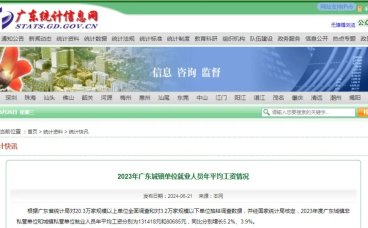 2023年广东省平均工资发布