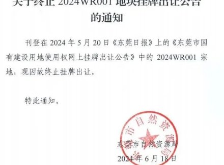 流拍了！2024东莞首宗靓宅地没人拿 透露出什么信号？